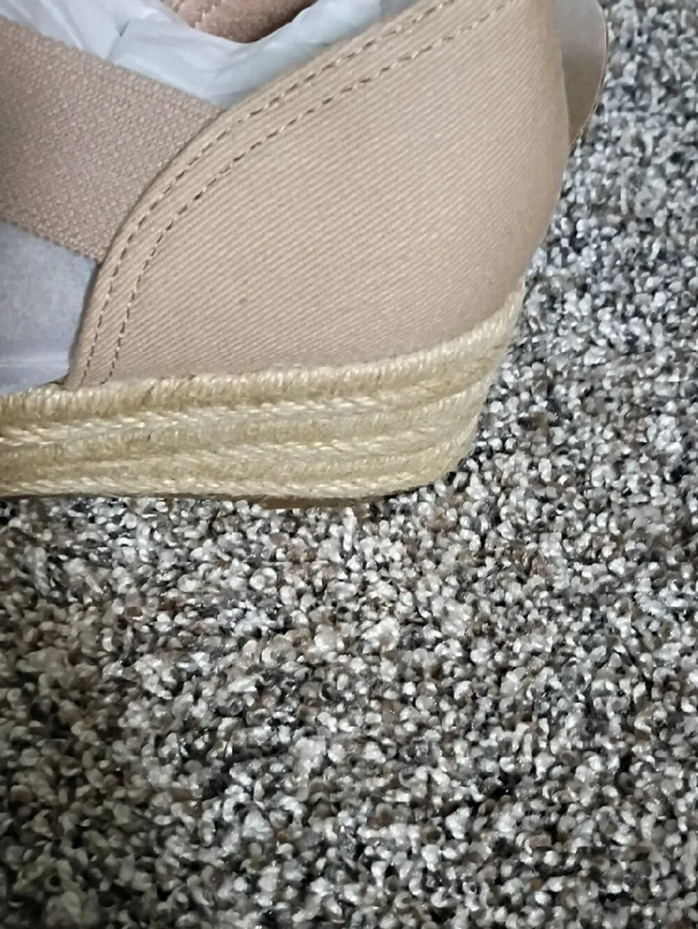 Life Stride Beige Espadrille Wedge Flats with Wrap Straps